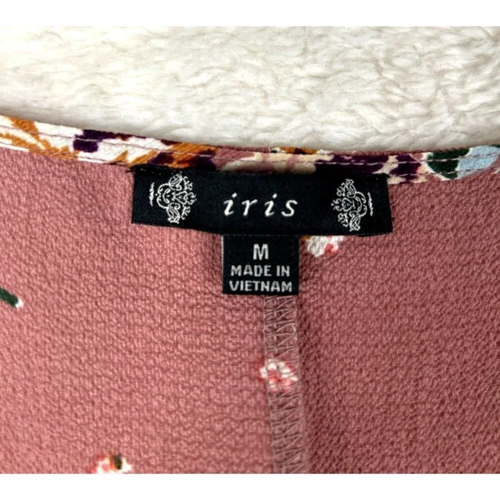 Iris Mauve Faux Wrap Bell Sleeve Crop Top Size Medium